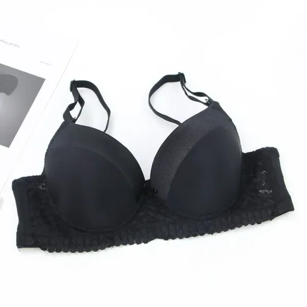 Design Lace Trim Satin Underwire Bra in Dusty Rose Underwear - 26