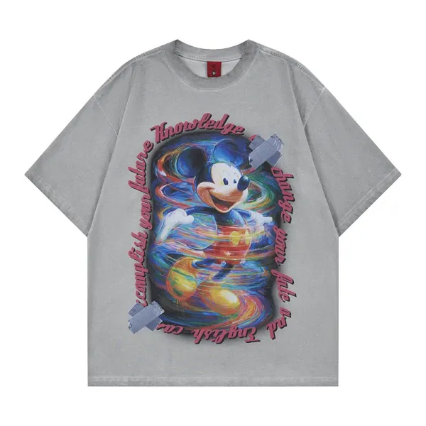 Design Disney x Unknown Artist Mickey Mouse Psychedelic Graphic White T-Shirt T-Shirts - 8