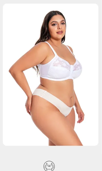 Design Floral Lace Front-Closure Bra and Brief Set Beige Underwear - 8