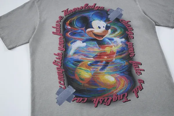 Design Disney x Unknown Artist Mickey Mouse Psychedelic Graphic White T-Shirt T-Shirts - 11