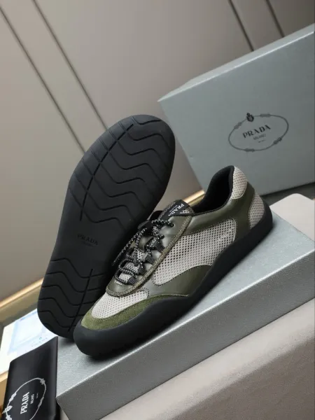 Prada Re-Nylon Mesh Sneakers Gray and Amber - 2