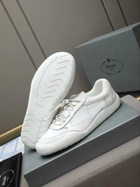 Prada Re-Nylon Mesh Sneakers Gray and Amber - 12