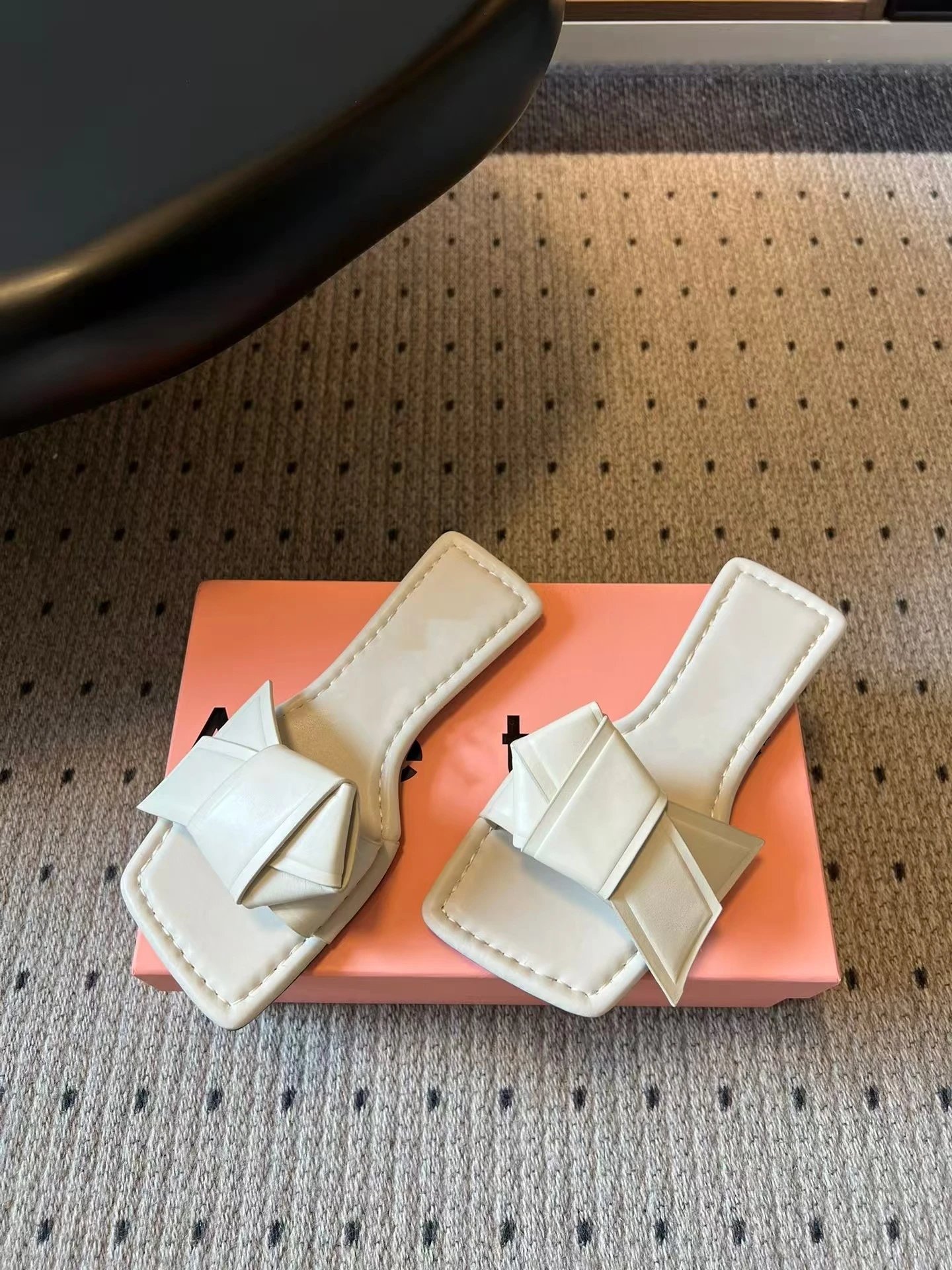 Jacquemus Le Chiquito Bow Slide Sandals Beige Slippers - 8