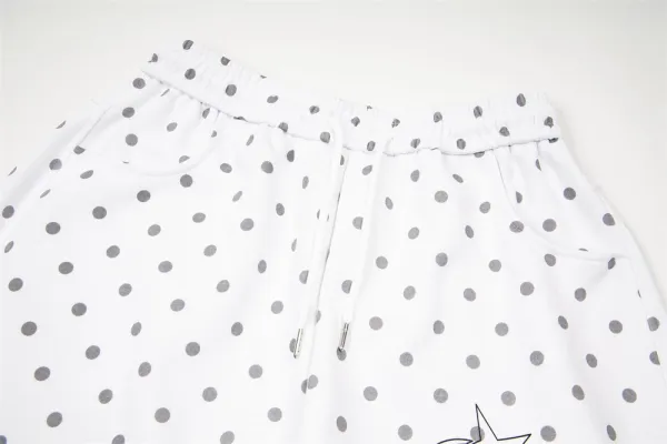 Design Polka Dot Cartoon Print Wide-Leg Sweatpants White - 7
