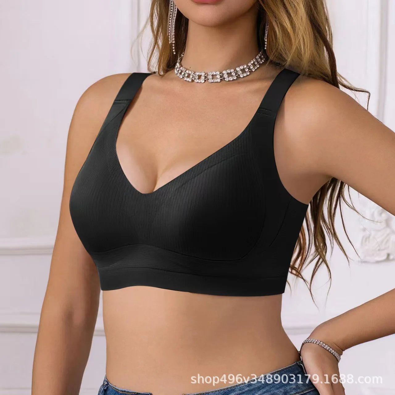 Design Seamless Ribbed Nude Wireless Bralette Underwear - 8