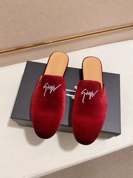 Design Giuseppe Zanotti Velvet Mule Slippers Black Slippers - 6