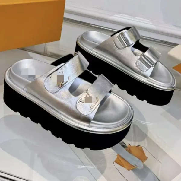 Louis Vuitton Archlight Slide White and Black Platform Sandals - 3