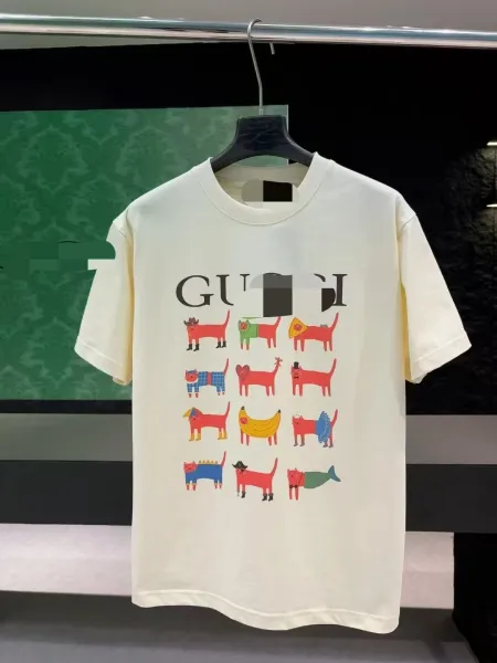 Gucci Cat Print Graphic T-Shirt Cream - 1
