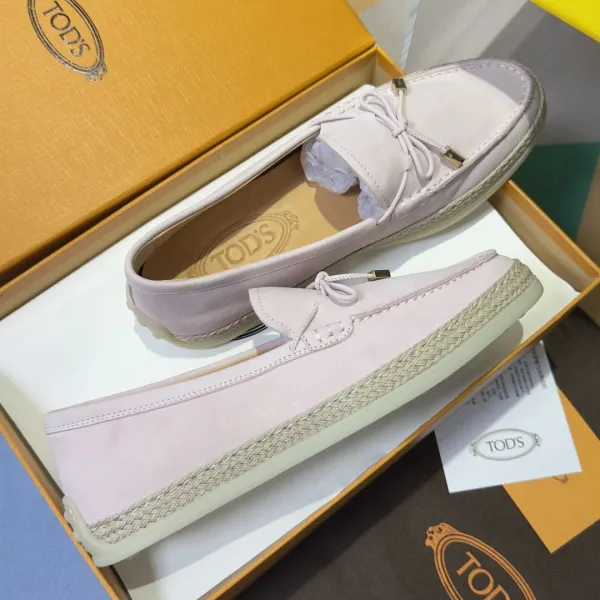 Tod's Gommino Loafers Pink Suede Espadrille-Style Casual Shoes - 1