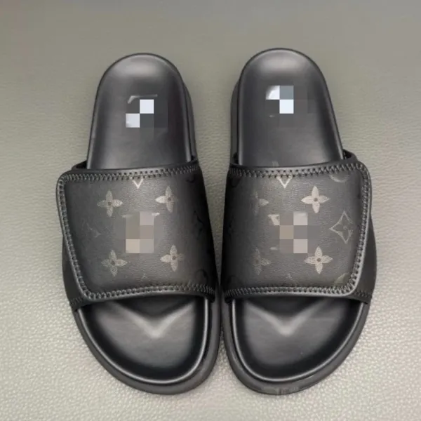 Louis Vuitton Monogram Denim Slide Sandals Black Slippers - 6