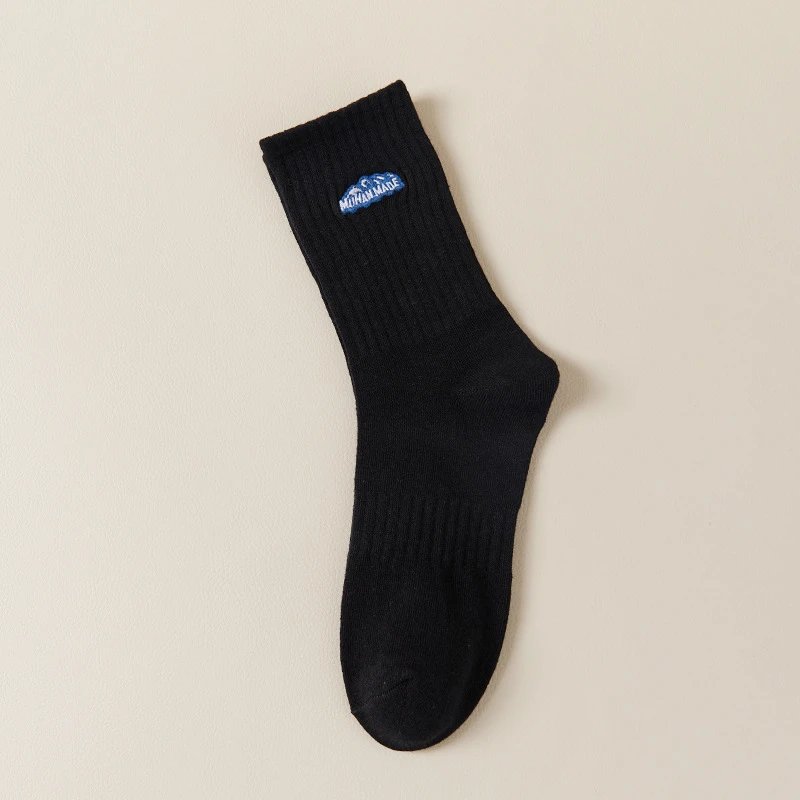 Supercool Ribbed Cotton Socks White Navy Embroidered Logo Casual
