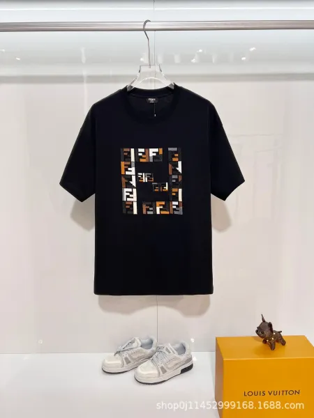 Fendi FF Logo Patchwork T-Shirt Black - 1