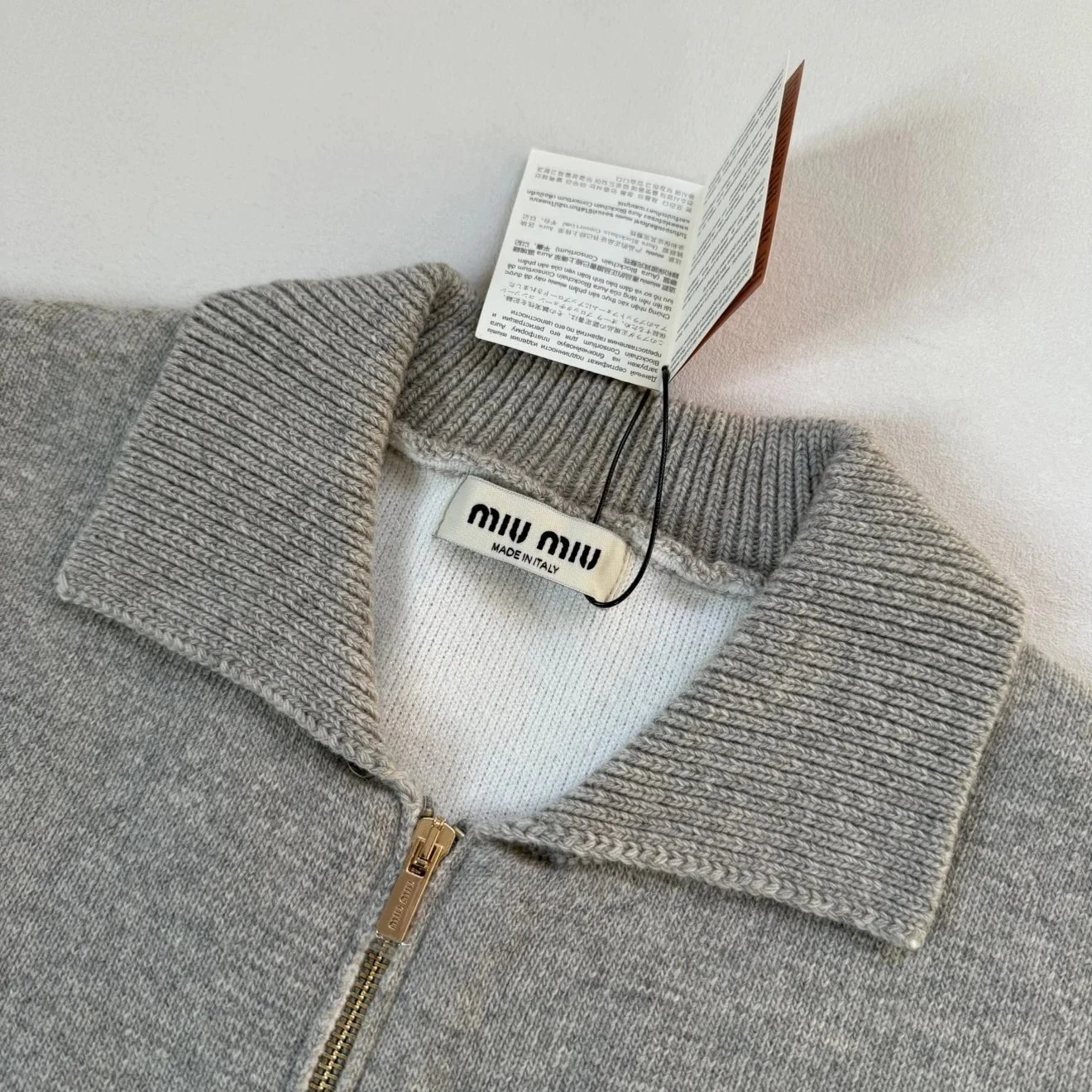 Design Knit Zip-Front Collar Cardigan Gray Outerwear.cardigan - 18
