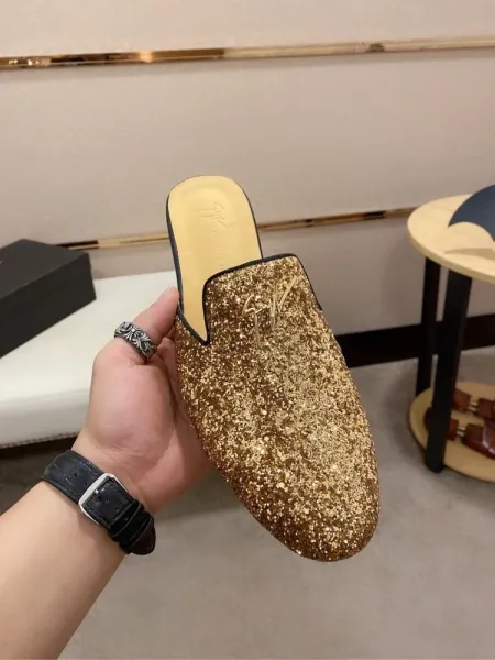 Design Giuseppe Zanotti Glitter Gold Mule Slipper Slippers - 1