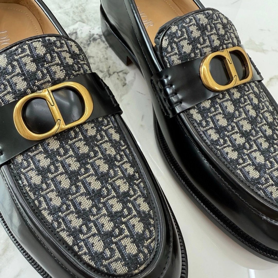 Dior Dior Oblique Loafers Black and Beige - 3