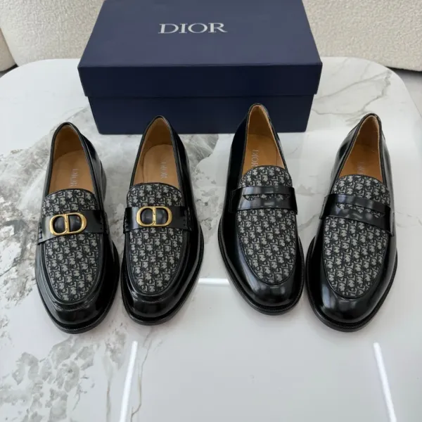 Dior Dior Oblique Loafers Black and Beige - 6