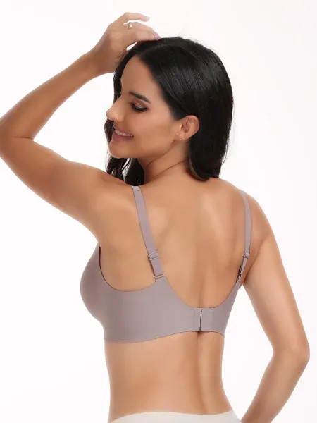 Design V-Neck Seamless Bra Black Underwear - 15