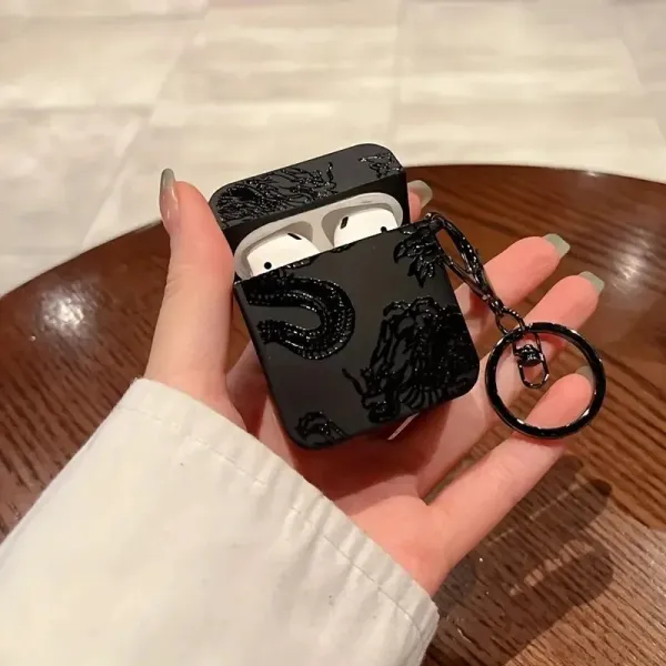 Design Dragon-Embossed AirPods Case Black Accessories Phone Accessories - 3