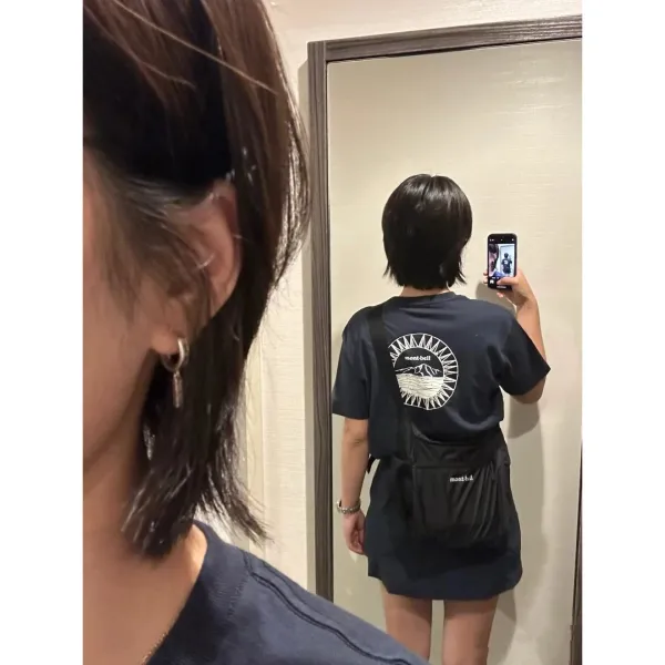 Design Montbell Sun Mountain Graphic T-Shirt Black + Montbell Ultralight Crossbody Bag Purple T-Shirts - 12
