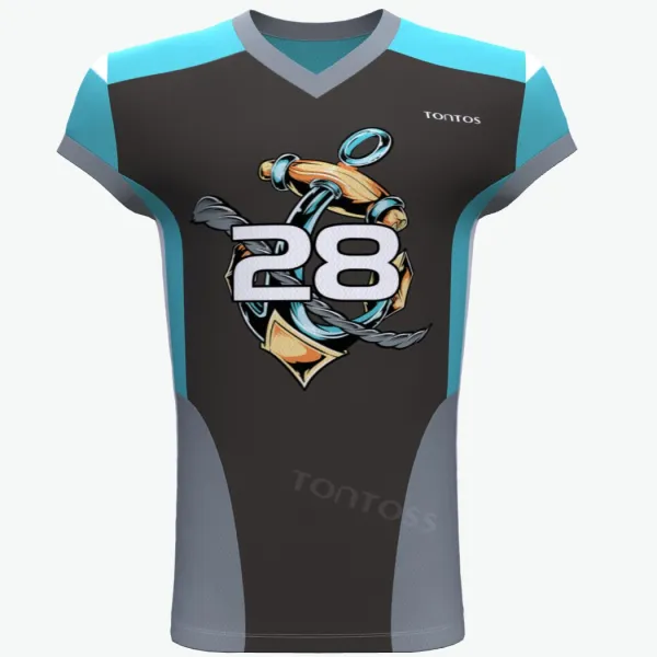Design Tontos Anchor 28 Graphic Jersey Black Turquoise Gray Jersey - 1