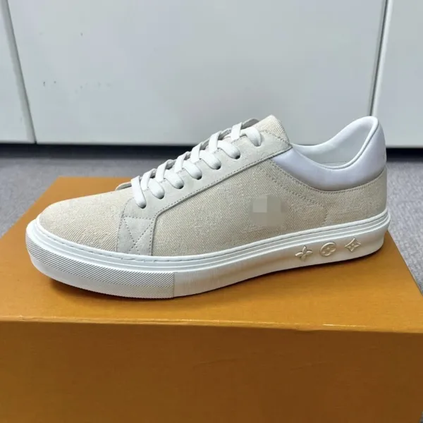 Louis Vuitton Trainer Low Beige Monogram Canvas Sneakers - 1