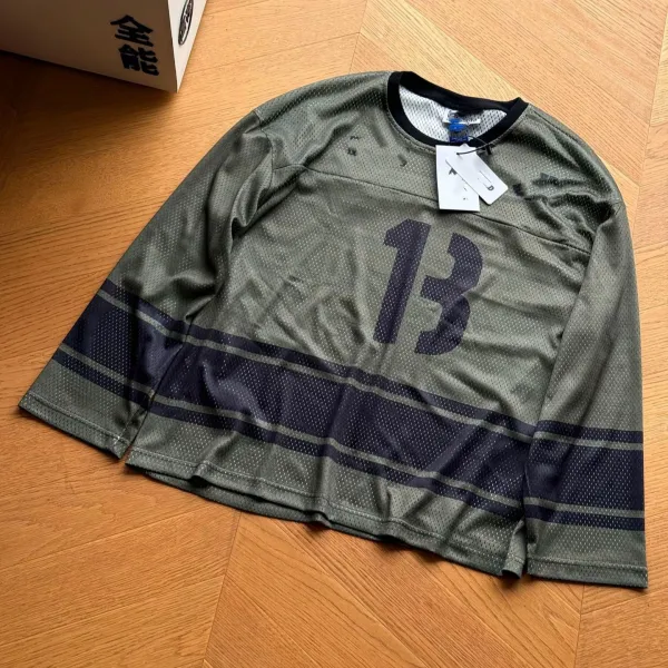 Stone Island Mesh Hockey Jersey Olive Green with Number 13 - 1