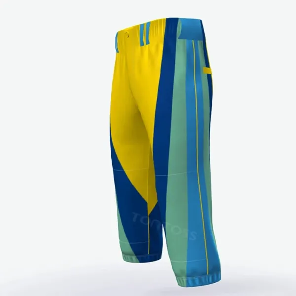 Design Colorblock Performance Capri Pants Yellow Blue Green Shorts - 1