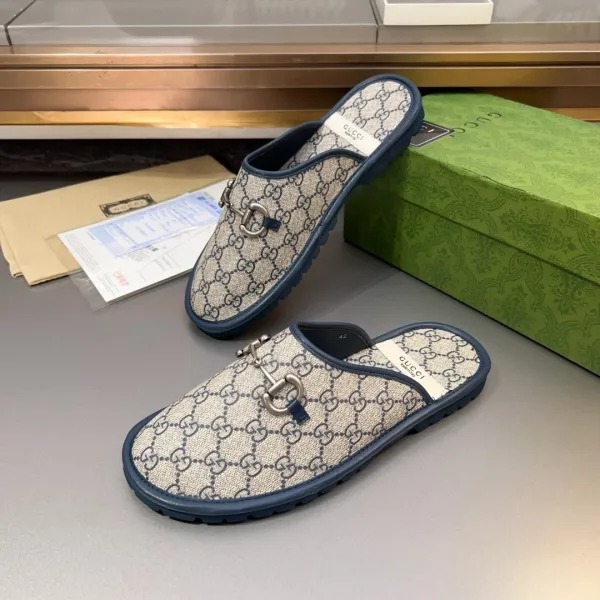 Gucci Horsebit Mule in GG Monogram Black Slippers - 5