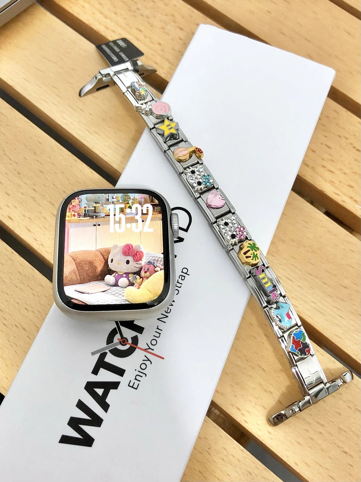 Apple Watch with Custom Charm Bracelet Strap Multicolor Smartwatch
