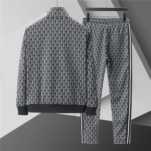 Design Checkerboard Print Hoodie and Sweatpants Set Gray Multicolor - 3