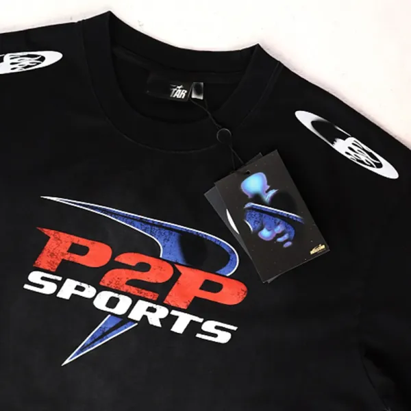 Design P2P Sports Graphic Print Black T-Shirt T-Shirts - 7