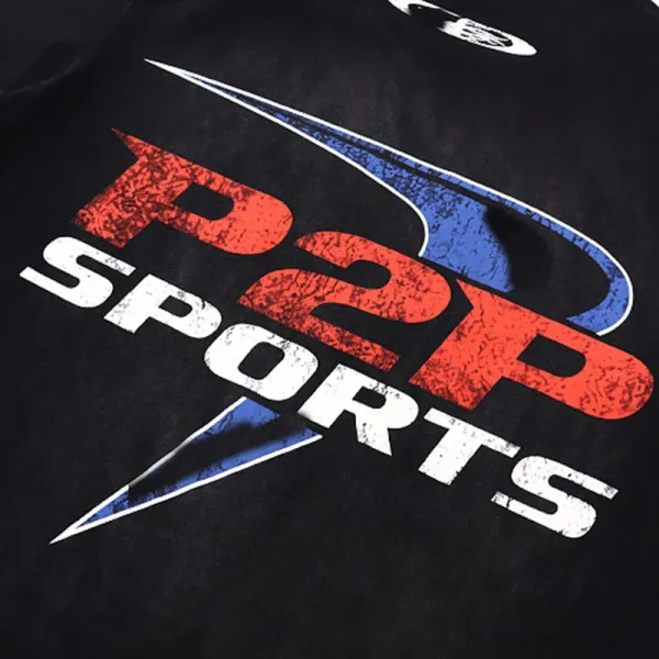 Design P2P Sports Graphic Print Black T-Shirt T-Shirts - 6