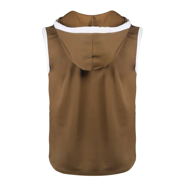 Design Sleeveless Hooded Waffle-Knit Vest Top White - 16