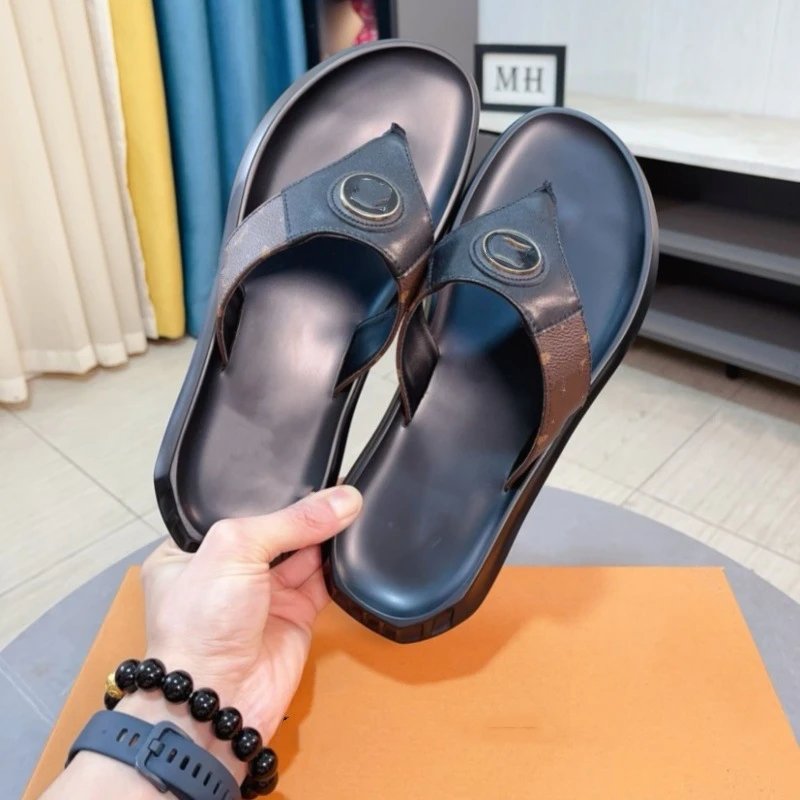 Louis Vuitton Monogram Check Thong Sandal Black Slippers - 4