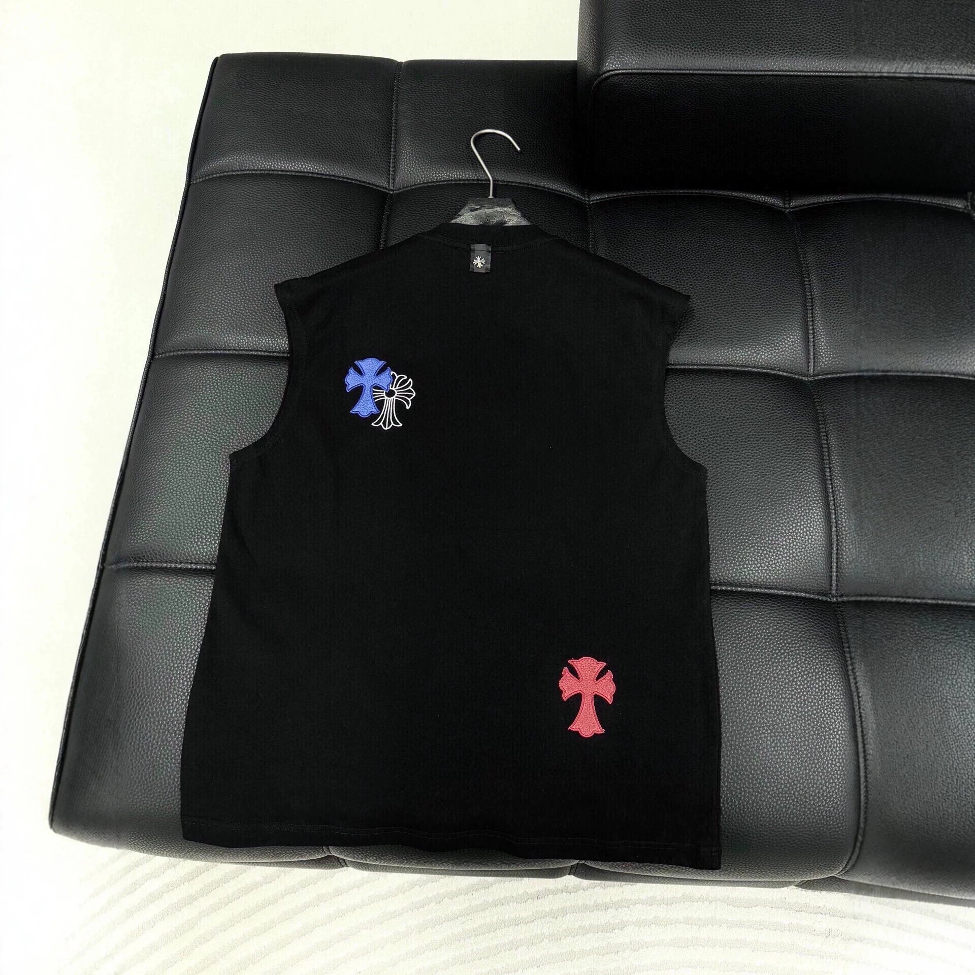 Chrome Hearts White Embroidered Cross Sleeveless Tank Top