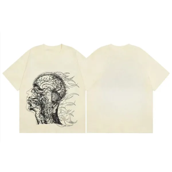 Design Graphic Hooded Face Print Black T-Shirt - 39