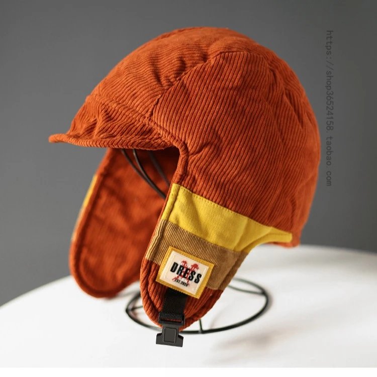 Unisex Contrast Stitching Lenin Hat for Men and Women – Winter Warm Fleece-Lined Trapper Hat with Ear Flaps for Outdoor Cycling