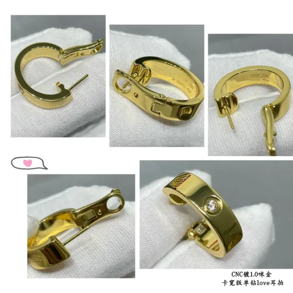 Cartier Love Earrings Gold with Single Diamond Jewelry - 9