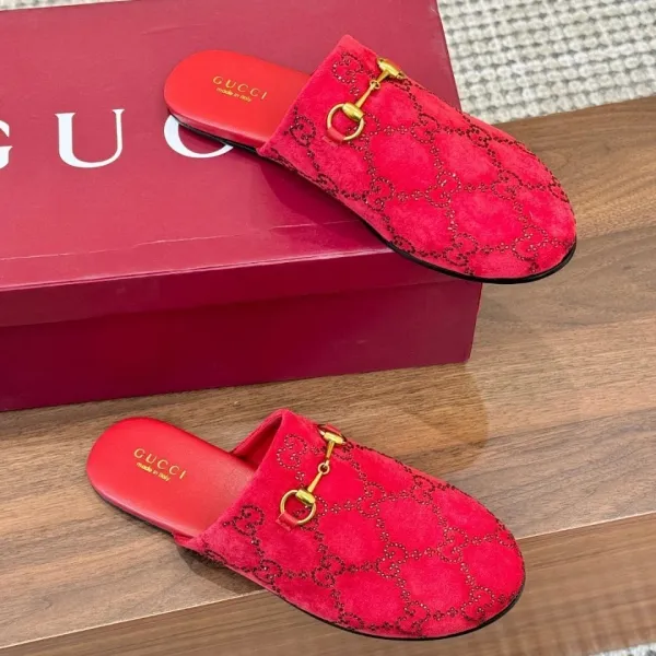 Gucci Princetown Velvet Slippers Red - 1