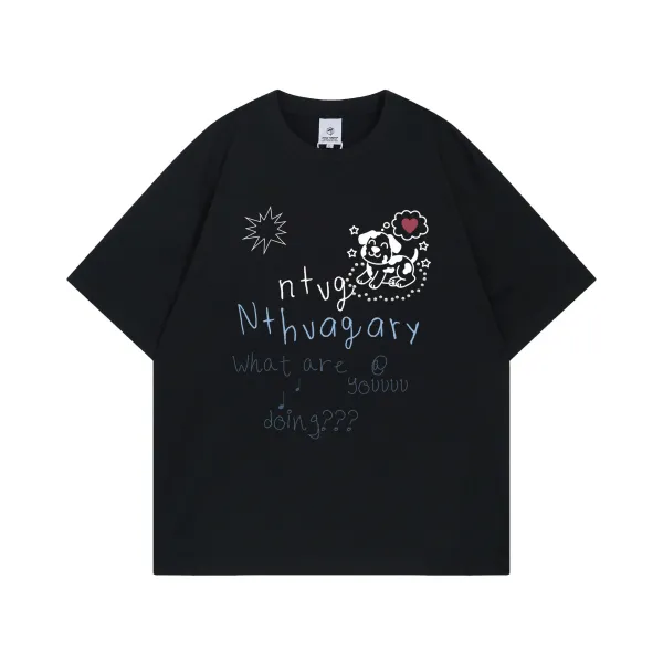 Design Nthvagary Graphic Print Oversized Black T-Shirt - 1
