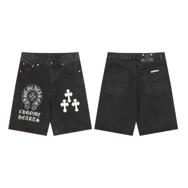 Chrome Hearts Cross Logo Denim Shorts Black - 1