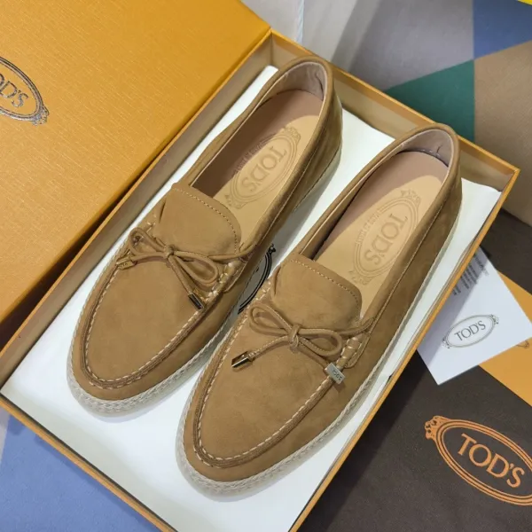 Tod's Gommino Loafers Pink Suede Espadrille-Style Casual Shoes - 7