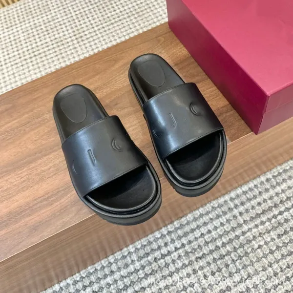 Gucci Logo-Embossed Platform Slide Black Sandals Slippers - 7