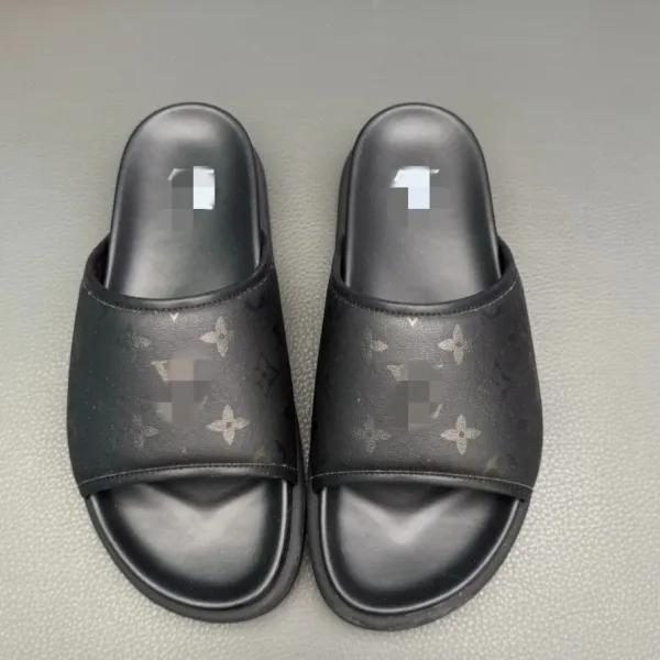 Louis Vuitton Monogram Denim Slide Sandals Black Slippers - 4