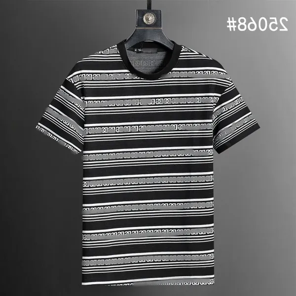 Design Striped Logo Print T-Shirt Black / White - 1