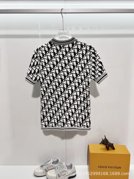 Dior Oblique Print Knit T-Shirt White / Black - 5