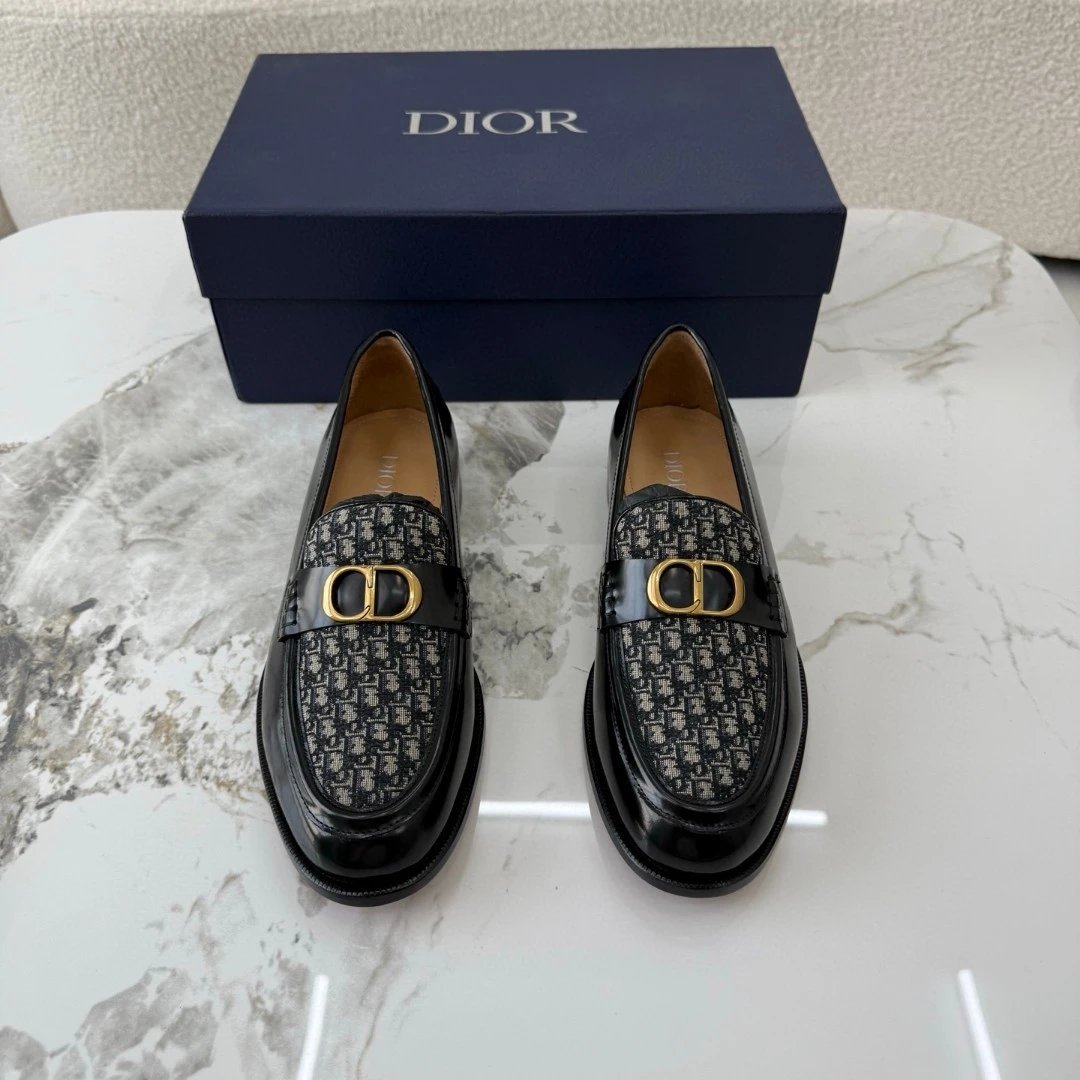 Dior Dior Oblique Loafers Black and Beige - 8