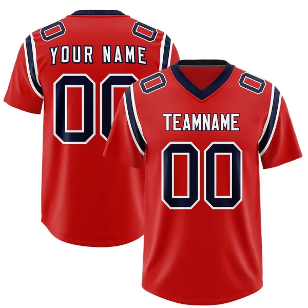 Design Customizable Football Jersey Red Navy White Jersey - 1