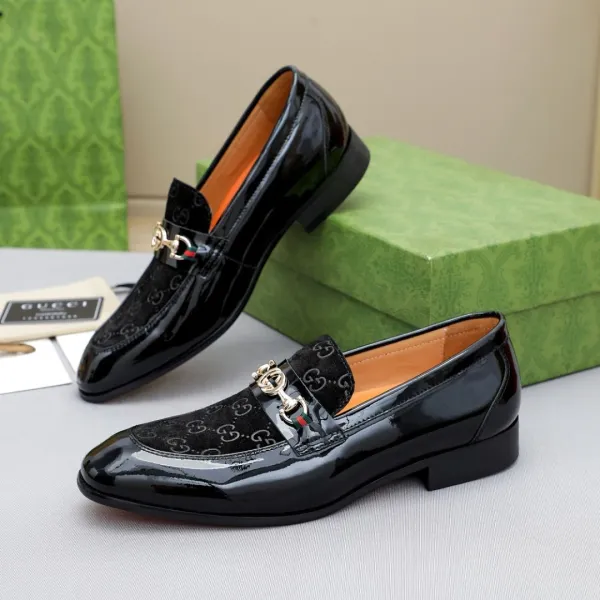 Gucci Horsebit Loafer Black Patent Leather GG Monogram Loafers - 10