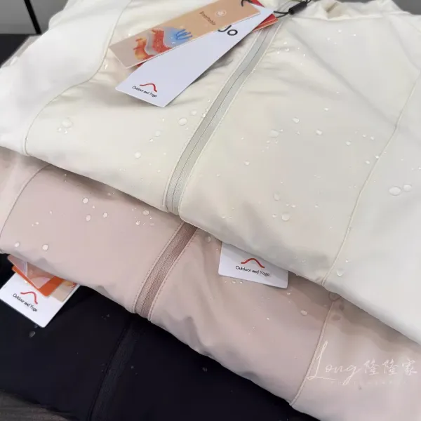 Design Softshell Hooded Jacket in Ivory, Blush Pink, and Black Outerwear.jacket - 14